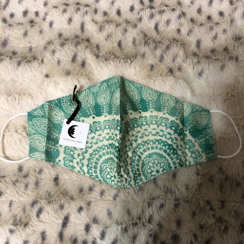 Lotus and Luna wide teal face mask